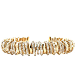 14K Yellow Gold Diamond Cuff Bracelet
