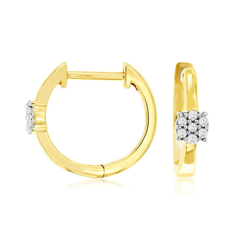 14K Yellow Gold Diamond Hoop Earrings