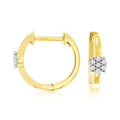 14K Yellow Gold Diamond Hoop Earrings