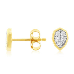 14K Yellow Gold Diamond Cluster Earrings