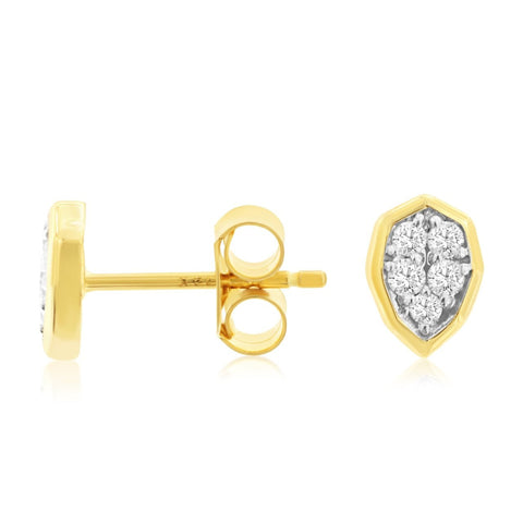 14K Yellow Gold Diamond Cluster Earrings