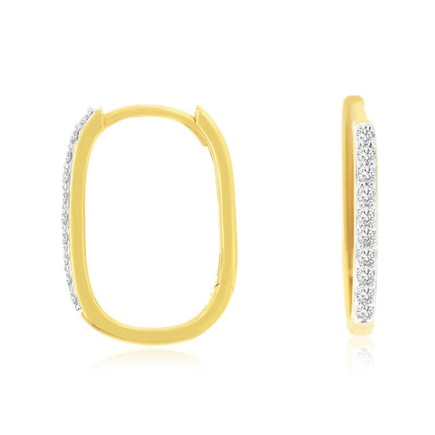 14K Yellow Gold Diamond Hoop Earrings