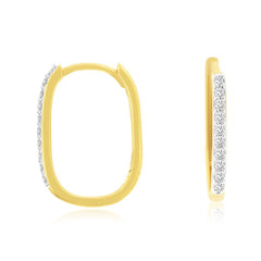 14K Yellow Gold Diamond Hoop Earrings