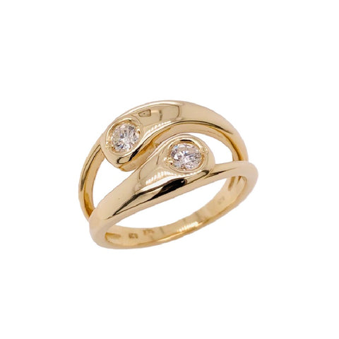 14K Yellow Gold Diamond Bypass Ring