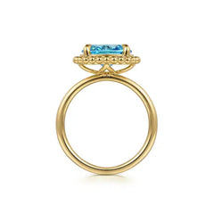14K Yellow Gold Blue Topaz Ring