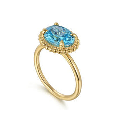 14K Yellow Gold Blue Topaz Ring