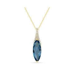 14K Yellow Gold London Blue Topaz and Diamond Necklace