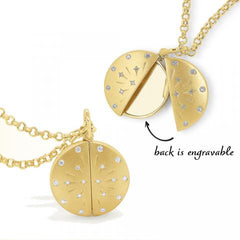 14K Yellow Diamond Locket Necklace