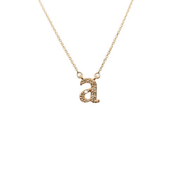 14K Yellow Gold Diamond "A" Initial Necklace