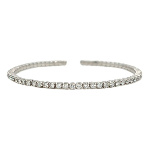 14K White Gold Diamond Flexible Cuff Bracelet