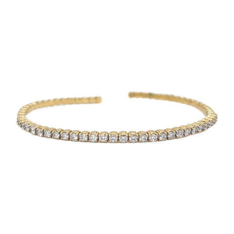 14K Yellow Gold Diamond Flexible Cuff Bracelet