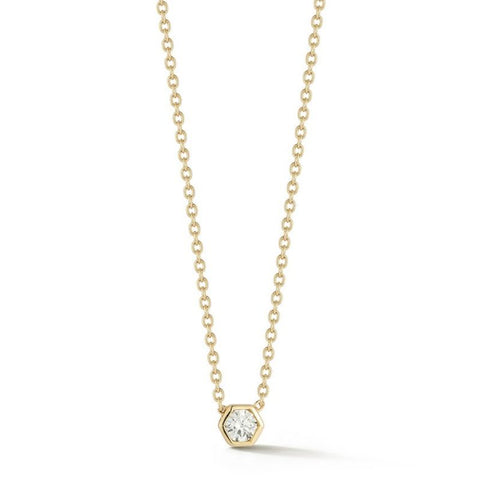 14K Yellow Gold Diamond Solitaire Necklace