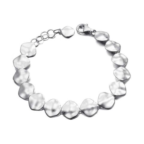 Sterling Silver Dimpled Disc Link Bracelet
