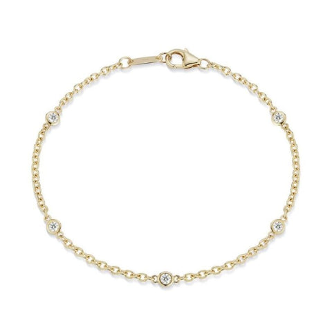 14K Yellow Gold Diamond Milgrain Bezel Bracelet