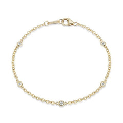 14K Yellow Gold Diamond Milgrain Bezel Bracelet