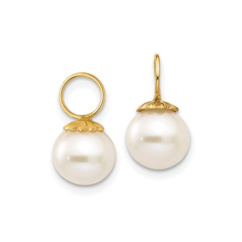 14K Yellow Gold Freshwater Pearl Hoopahs