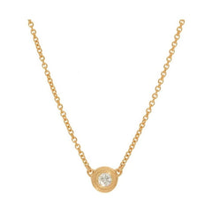 14K Yellow Gold Milgrain Bezel Necklace