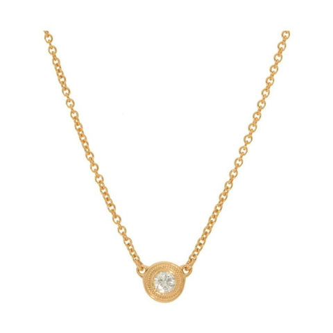 14K Yellow Gold Milgrain Bezel Necklace