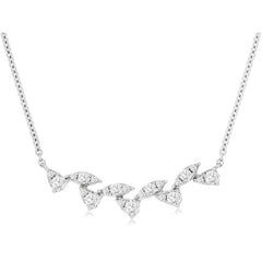 14K White Gold Curved Diamond Bar Necklace