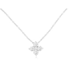 14K White Gold Diamond Clover Necklace