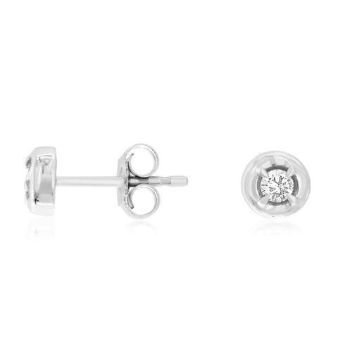 14K White Gold Diamond Stud Earrings