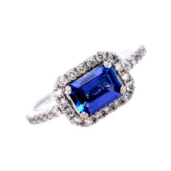 14K White Gold Tanzanite and Diamond Ring