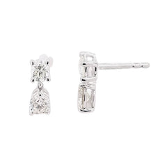 14K White Gold Diamond Drop Earrings