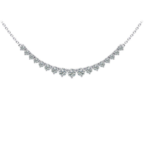 14K White Gold Mini Riviera Diamond Necklace