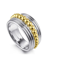 Sterling Silver and 14K Yellow Gold Band