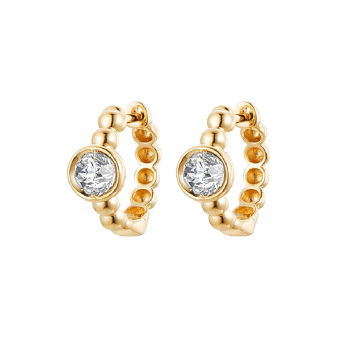 14K Yellow Gold Diamond Hoop Earrings