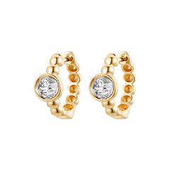 14K Yellow Gold Diamond Hoop Earrings