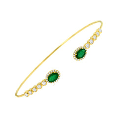 14K Yellow Gold Emerald and Diamond Bracelet