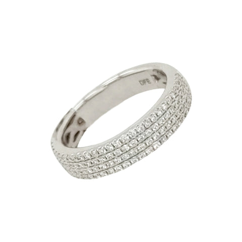 14K White Gold Four Row Diamond Band