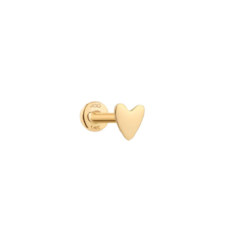 Single 14K Yellow Gold Heart Earring