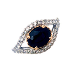 Platinum and Yellow Gold Sapphire and Diamond Ring