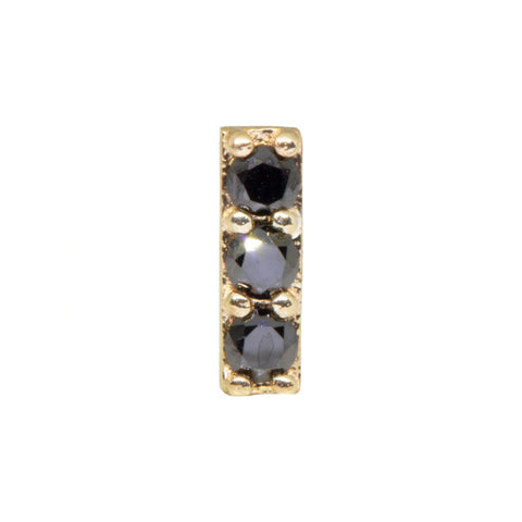 Single 14K Yellow Gold Black Diamond Bar Earring