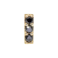 Single 14K Yellow Gold Black Diamond Bar Earring