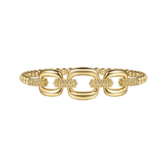 14K Yellow Gold Beaded Bangle