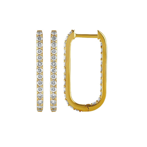 14K Yellow Gold Diamond In-Out Hoop Earrings