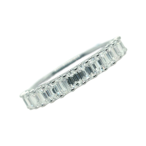 14K White Gold Emerald Cut Diamond Band