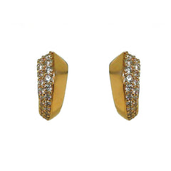 14K Yellow Gold Diamond Huggie Hoop Earrings