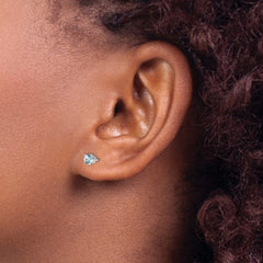 14K White Gold Aquamarine Birthstone Stud Earrings