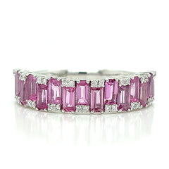 14K White Gold Pink Sapphire and Diamond Ring