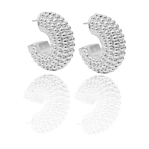 Sterling Silver Textured Hoop Earrings