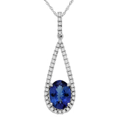 14K White Gold Tanzanite and Diamond Pendant