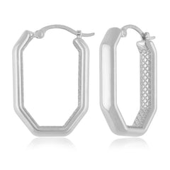 Sterling Silver Octagonal Hoop Earrings