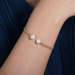 14K Yellow Gold Pearl and Diamond Bujukan Bracelet