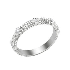 14K White Gold Patterned Diamond Ring