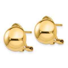 14K Yellow Gold Half Ball Omega Clip Earrings