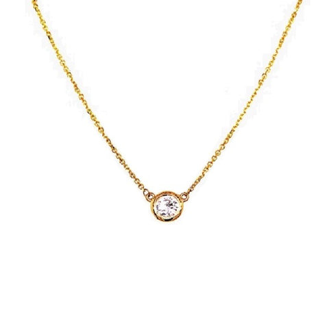 14K Yellow Gold Diamond Solitaire Necklace